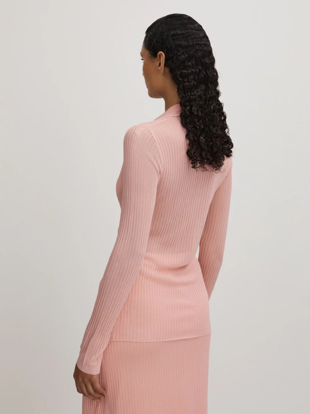 Anna Quan Anna Quan Semi Sheer Knitted Top, Pink, view 4