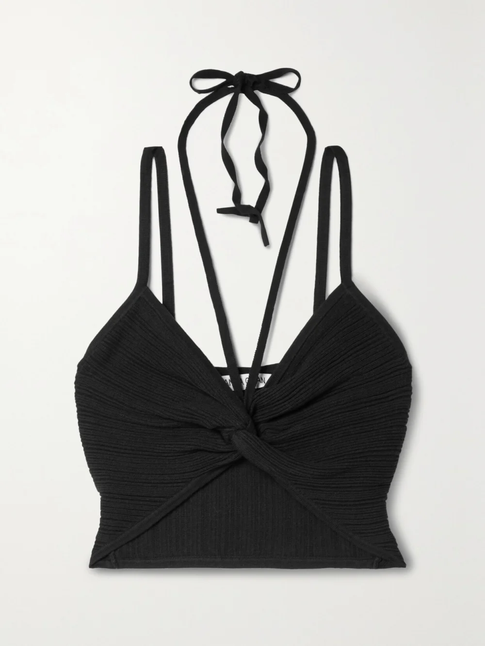 Anna Quan Tori Cropped Cotton-blend Jersey Top in black