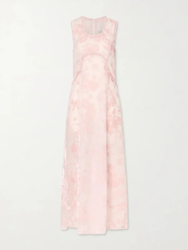 Anna Sui Boudoir Floral Devoré-velvet Satin Midi Dress