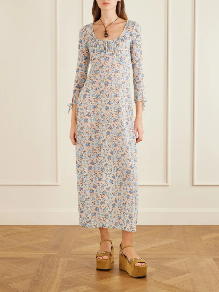 Anna Sui Calico Floral-print Jersey Midi Dress