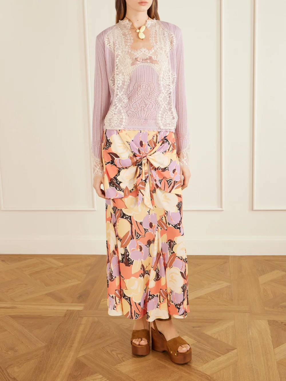 Anna Sui Desert Bloom Skirt, worn by a model