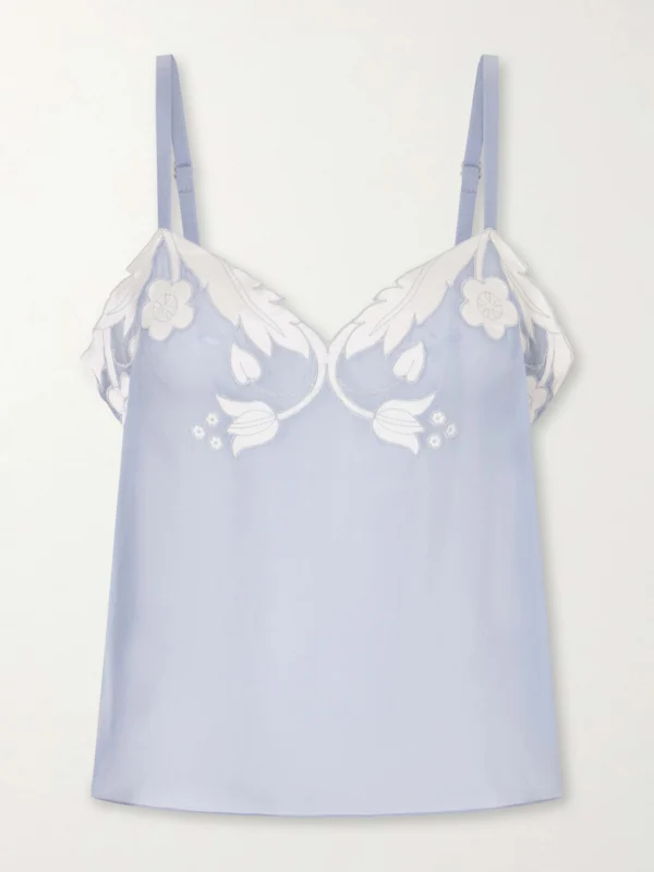 Anna Sui Embroidered Silk-satin Camisole