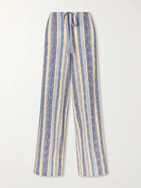 Anna Sui Serape Striped Crocheted Cotton-blend Wide-leg Pants