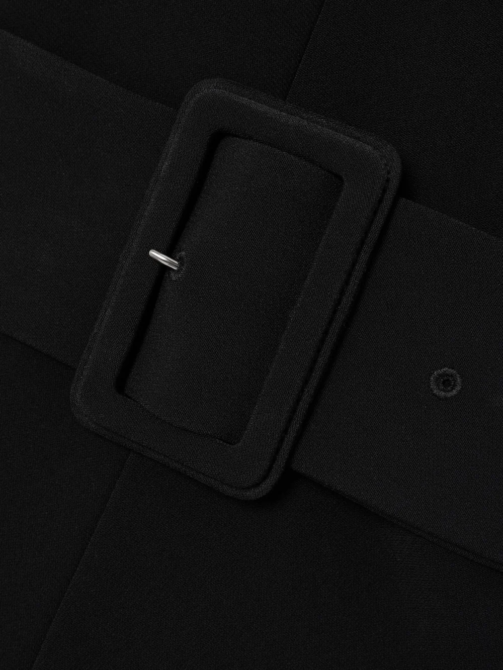 Close-up detail of the Another Tomorrow Belted Crepe Midi Dress