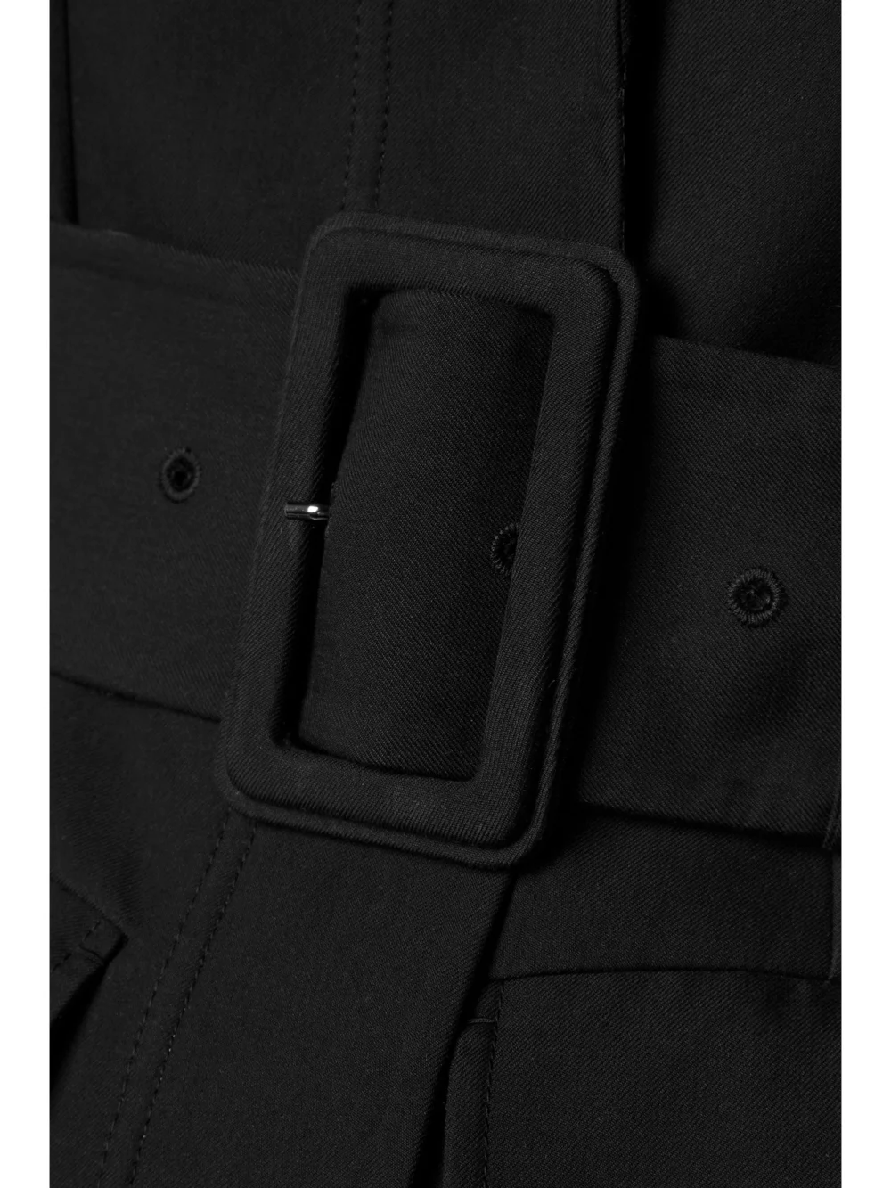 Close-up detail of the Another Tomorrow Belted Organic Cotton Blazer