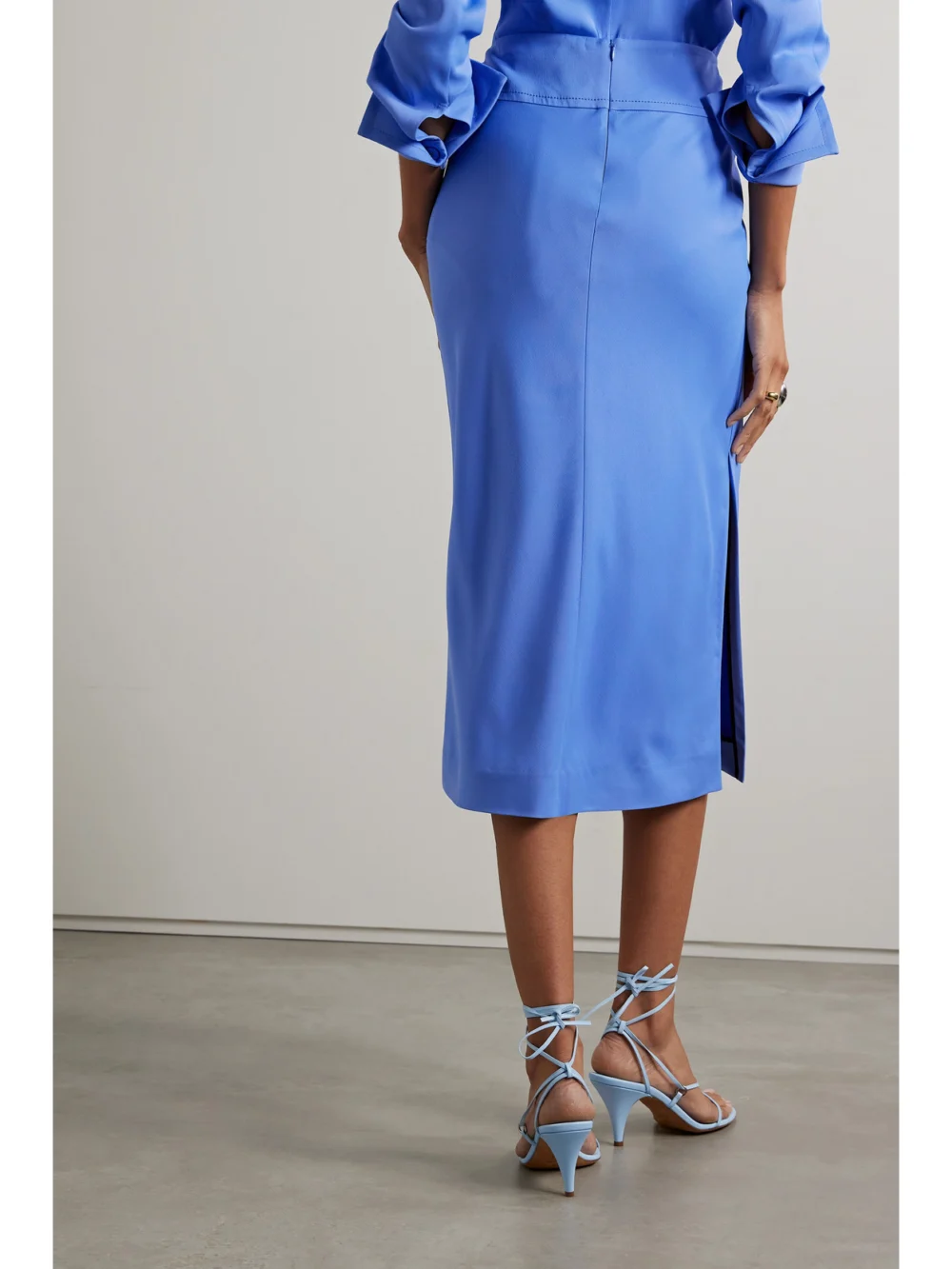 Back view of the Another Tomorrow Crepe Midi Skirt