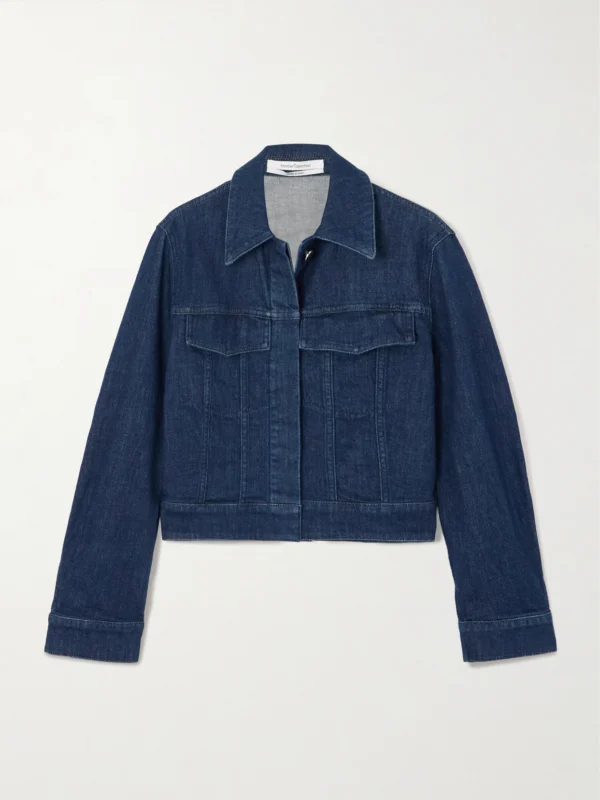 Another Tomorrow Cropped Denim Jacket