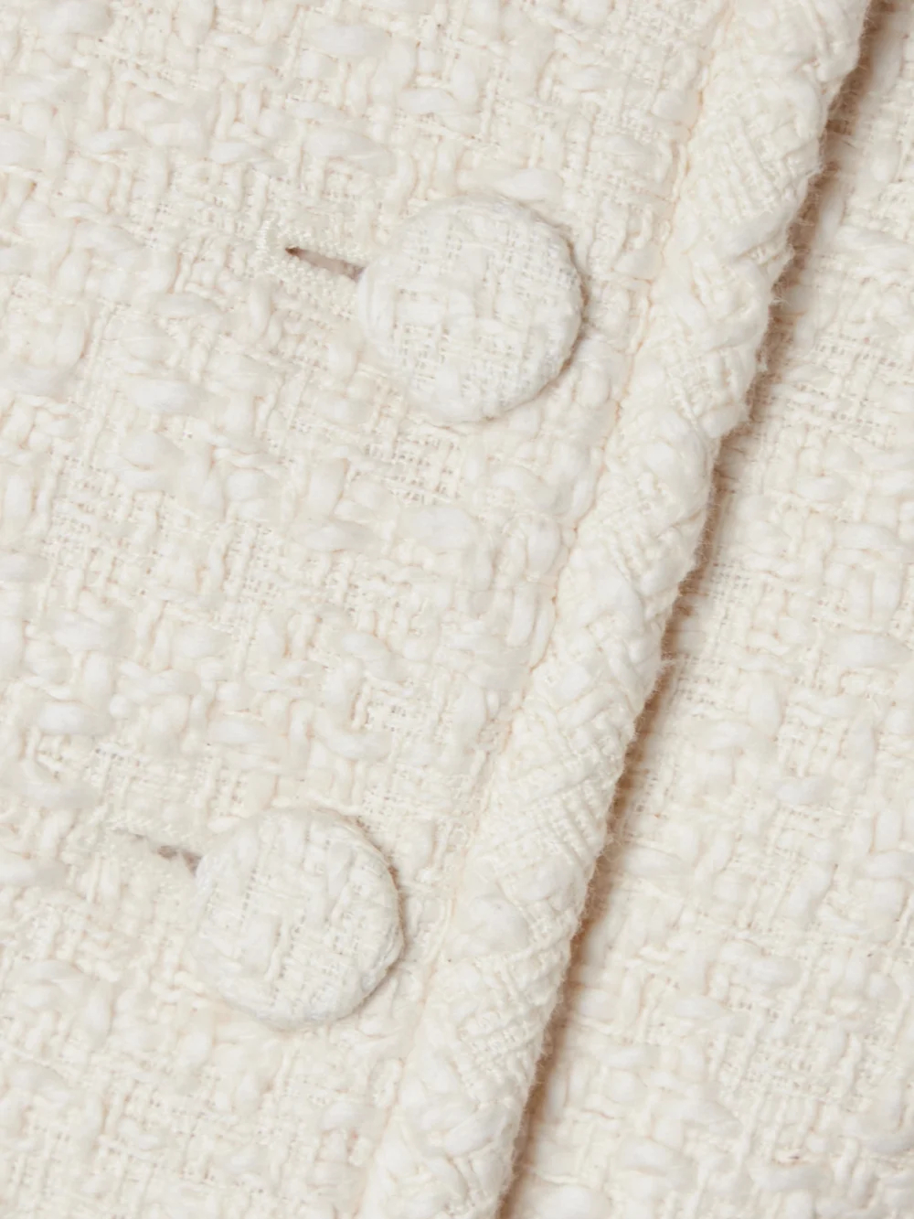Close-up detail of the Another Tomorrow Cropped Organic Cotton-tweed Jacket