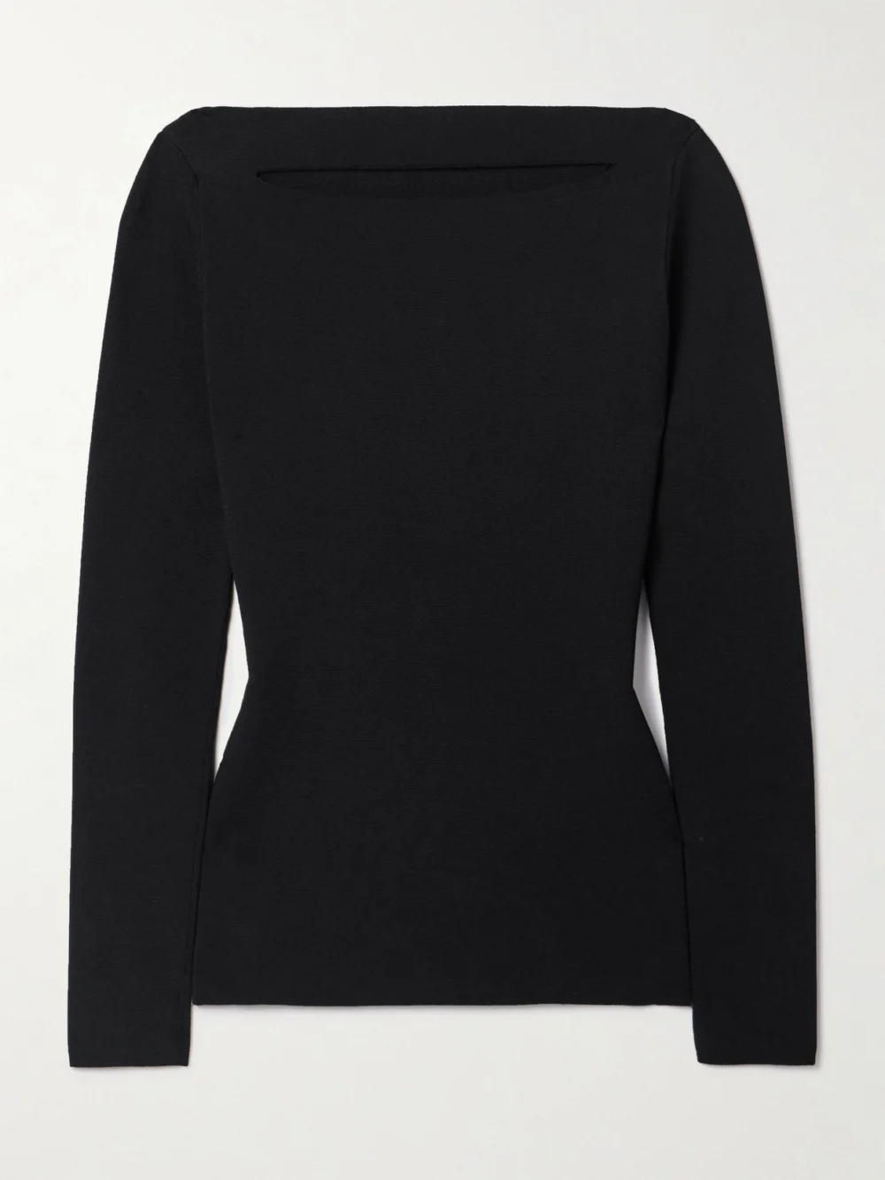 Another Tomorrow Cutout Knitted Top in black