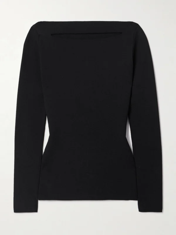 Another Tomorrow Cutout Knitted Top