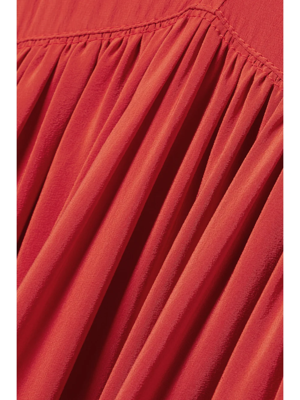 Close-up detail of the Another Tomorrow Gathered Silk Crepe De Chine Maxi Dress