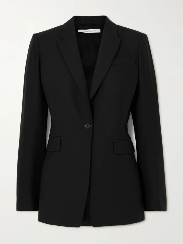 Another Tomorrow Grain De Poudre Wool Blazer