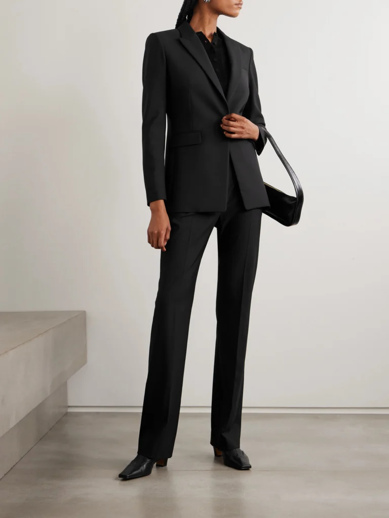 Another Tomorrow Grain De Poudre Wool Blazer