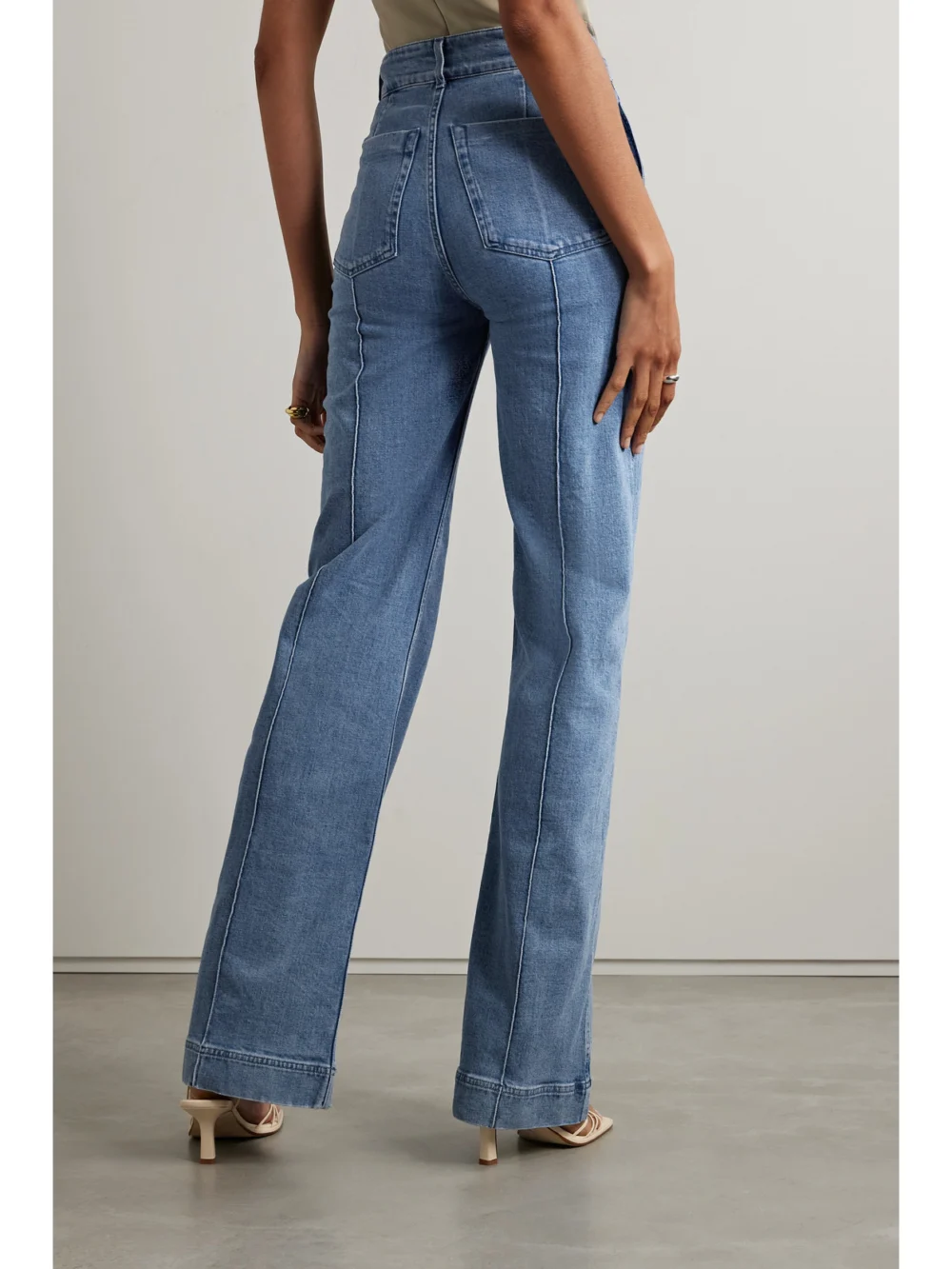 Back view of the Another Tomorrow High-rise Straight-leg Organic Jeans