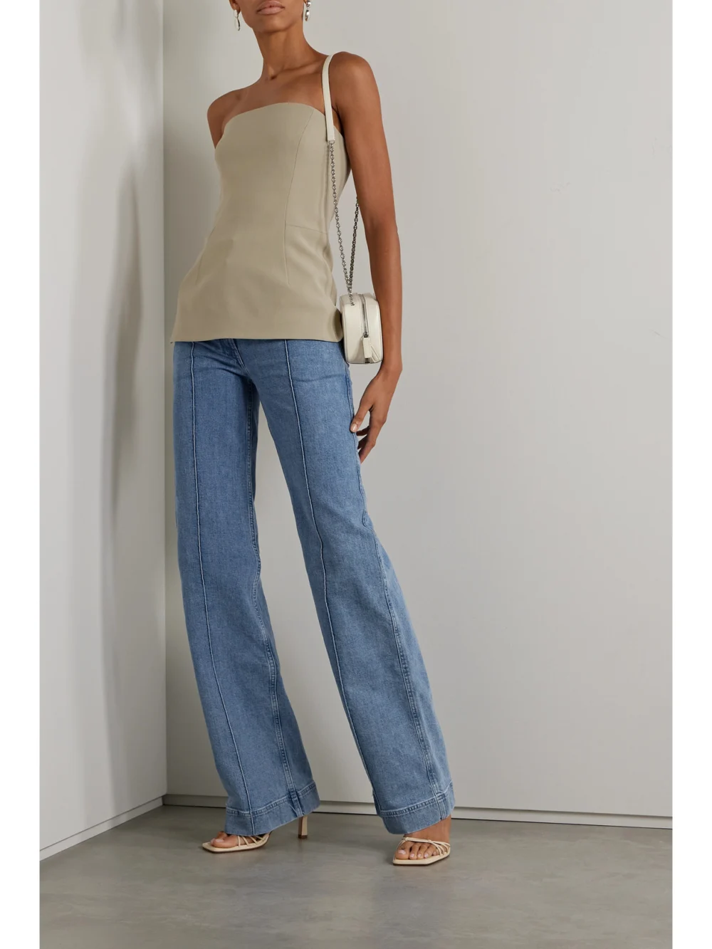 Another Tomorrow High-rise Straight-leg Organic Jeans, worn by a model