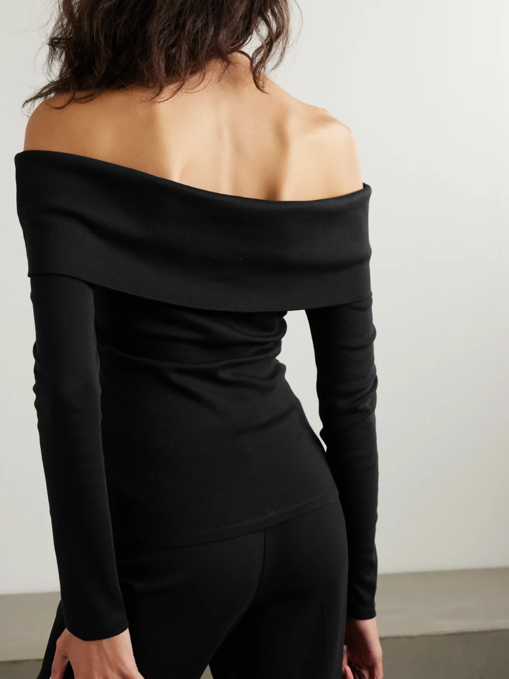 Back view of the Another Tomorrow Off-the-shoulder Supima Cotton-jersey Top