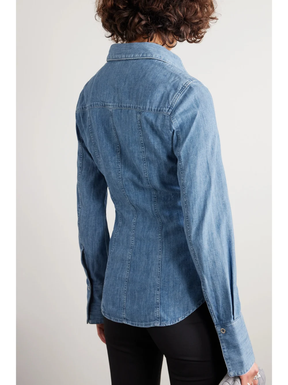 Back view of the Another Tomorrow Organic Cotton-chambray Shirt