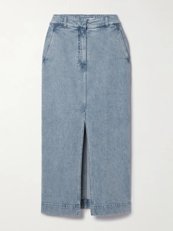 Another Tomorrow Organic Denim Midi Skirt