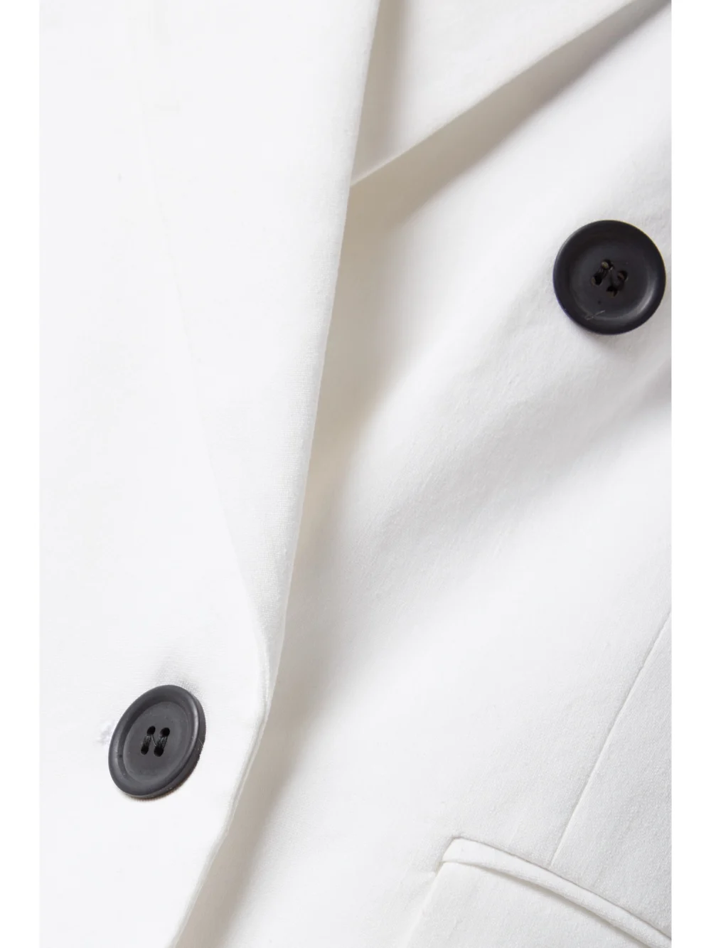 Close-up detail of the Another Tomorrow Organic Double-breasted Hemp-blend Blazer