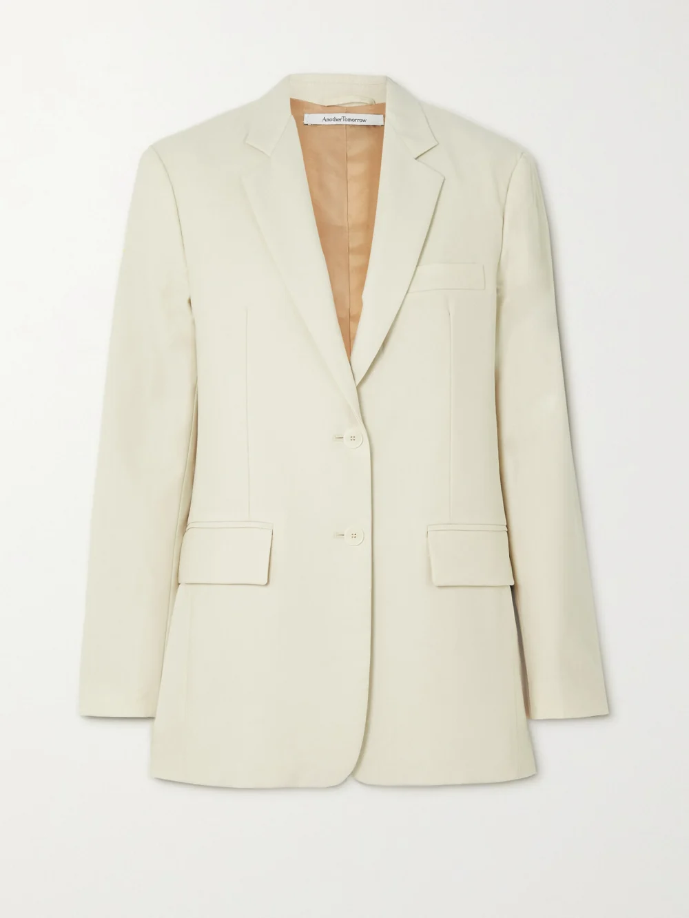 Another Tomorrow Oversized Merino Wool Blazer in off-white