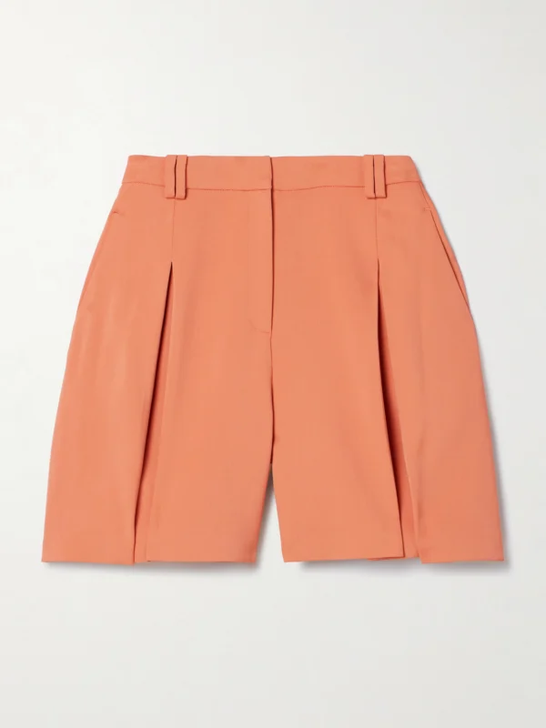 Another Tomorrow Pleated Crepe Shorts