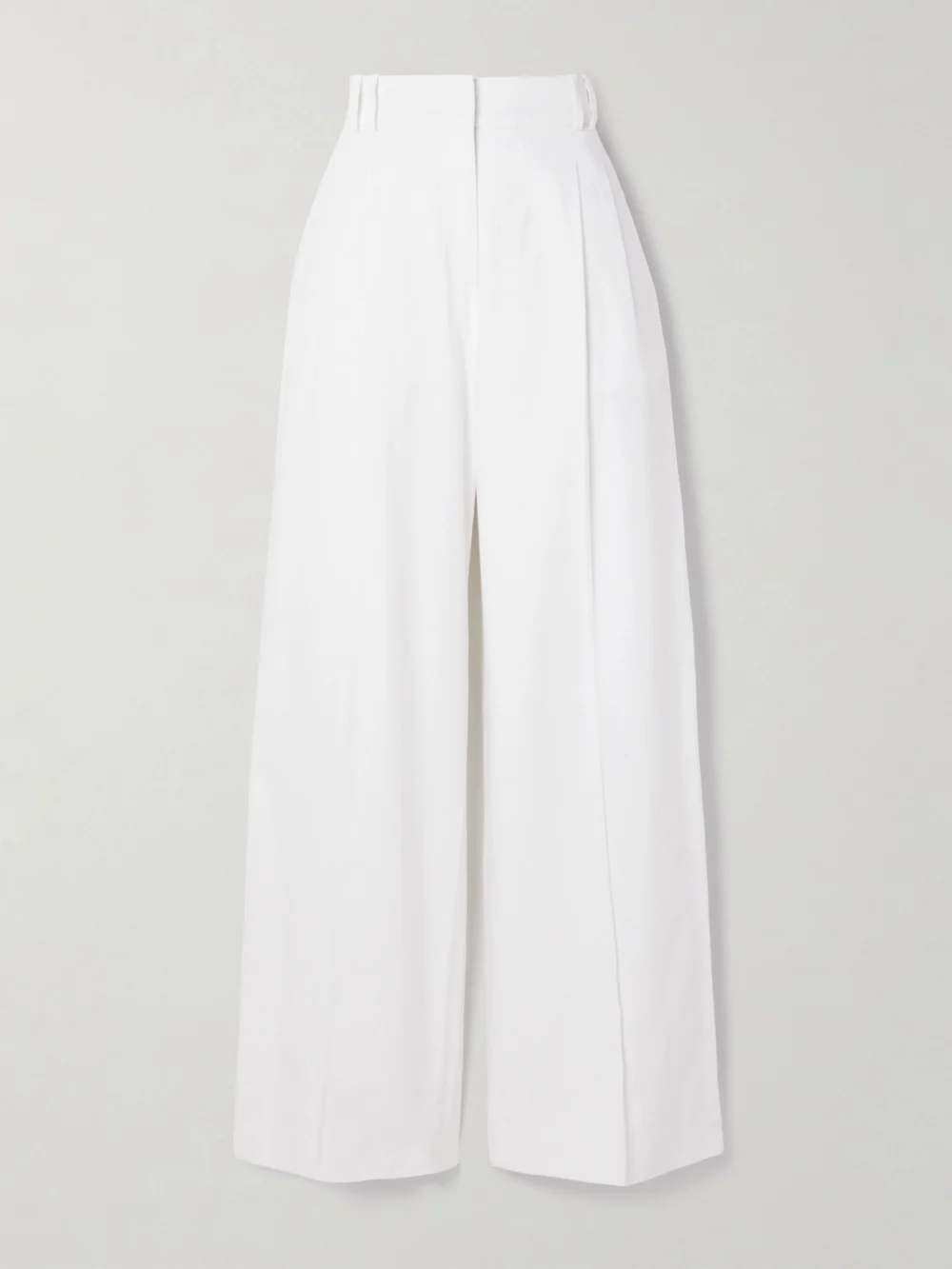 Another Tomorrow Pleated Linen Wide-leg Pants in white