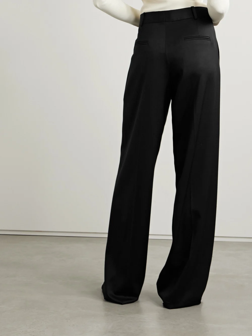 Back view of the Another Tomorrow Wool-blend Wide-leg Pants