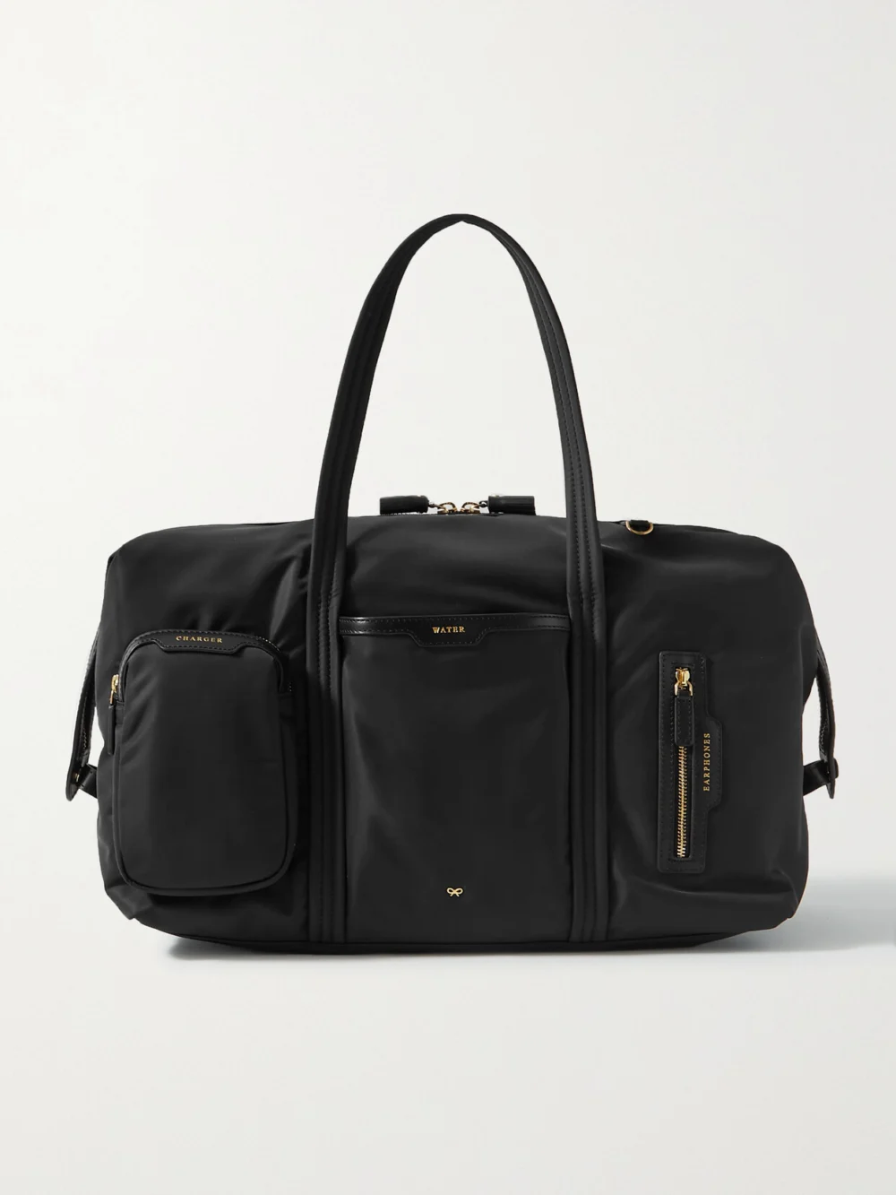 Anya Hindmarch Inflight Leather-trimmed Econyl Weekend Bag in black