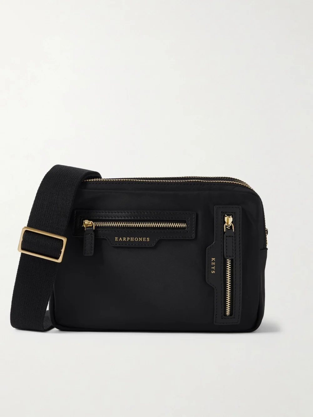 Anya Hindmarch Leather-trimmed Econyl® Shoulder Bag in black