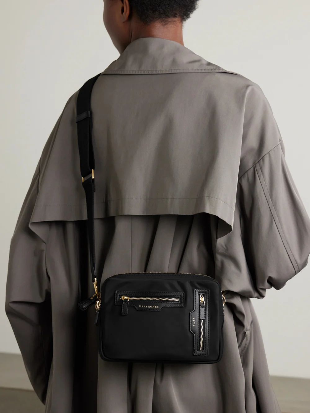 Anya Hindmarch Leather-trimmed Econyl® Shoulder Bag, styled view