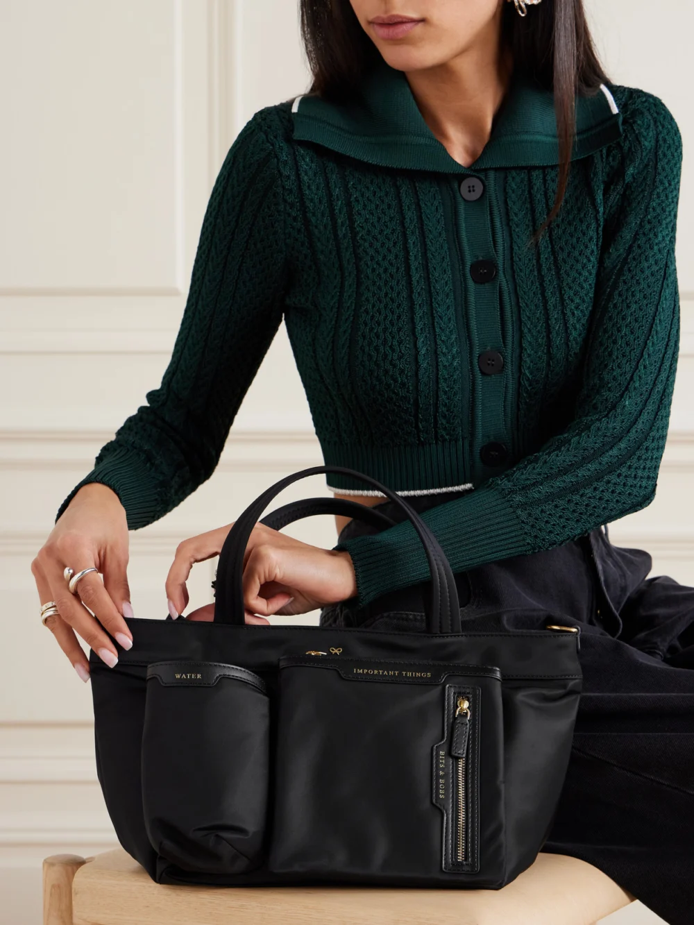 Anya Hindmarch Leather-trimmed Econyl® Tote Bag, styled view