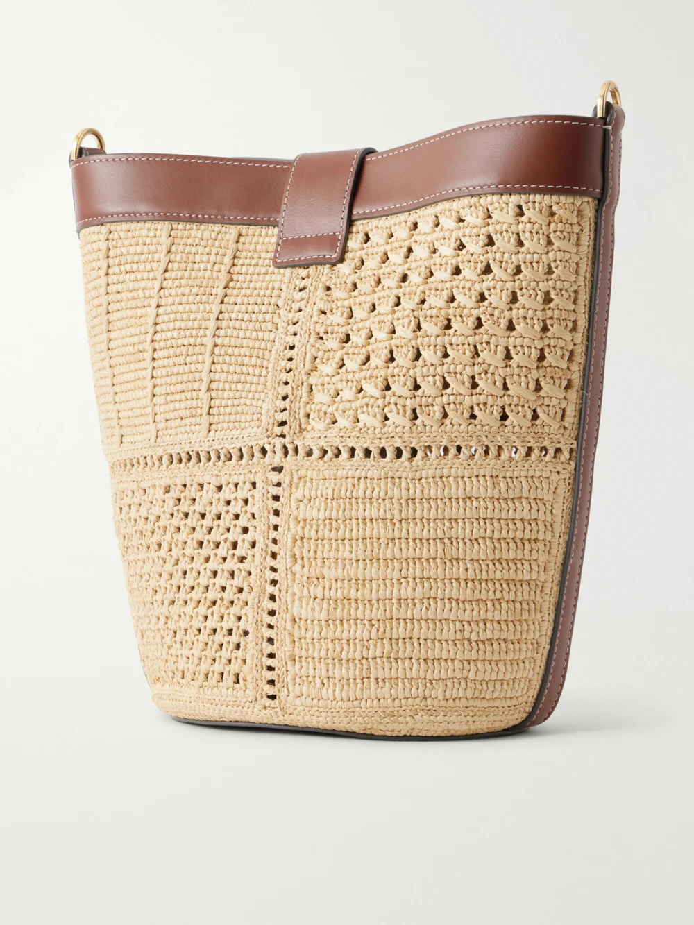 Back view of the Anya Hindmarch Leather-trimmed Raffia Crossbody Bag