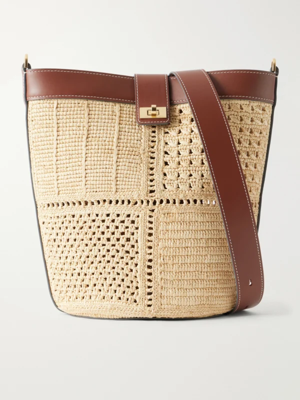 Anya Hindmarch Leather-trimmed Raffia Crossbody Bag