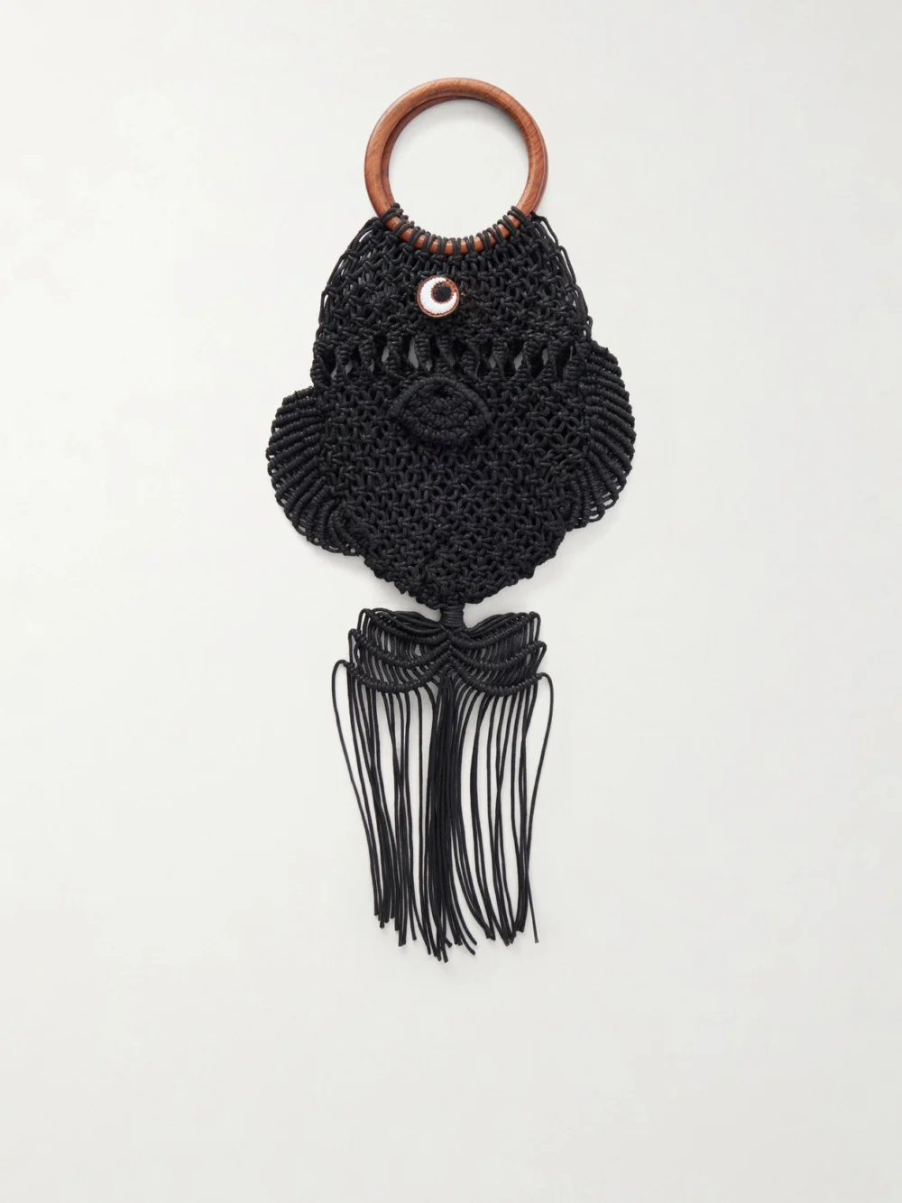 Back view of the Anya Hindmarch Macrame Leather-trimmed Cotton Clutch