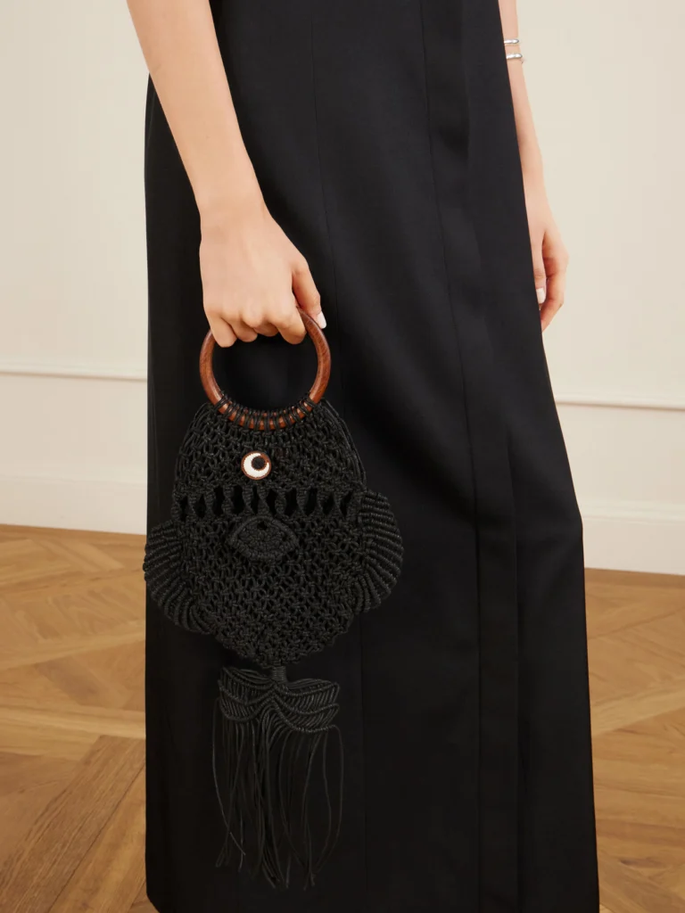 Anya Hindmarch Macrame Leather-trimmed Cotton Clutch