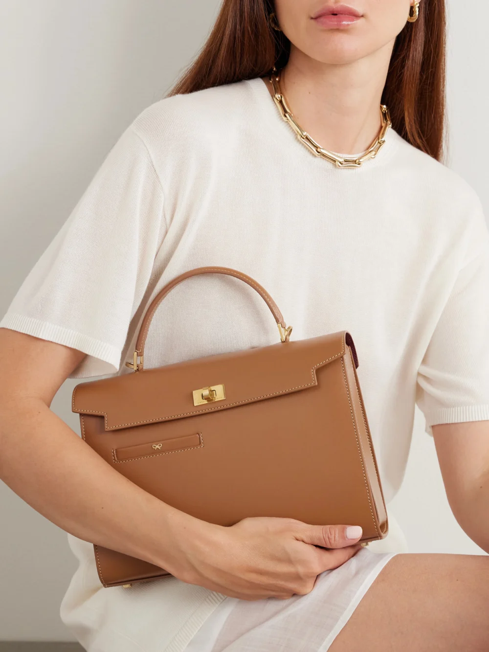 Anya Hindmarch Mortimer Leather Shoulder Bag, styled view