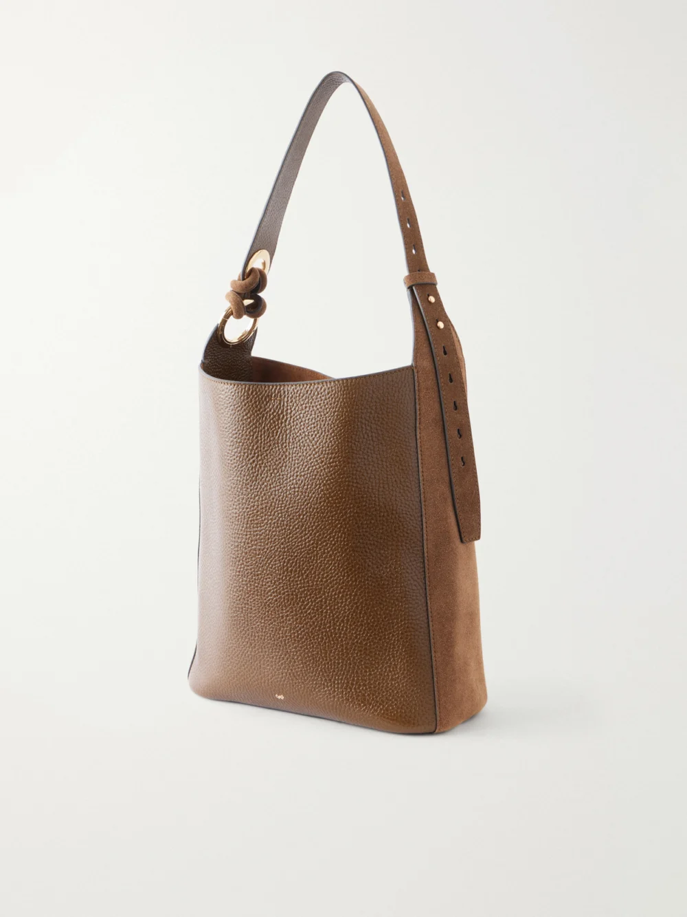 Back view of the Anya Hindmarch Ringo Suede-trimmed Textured-leather Tote