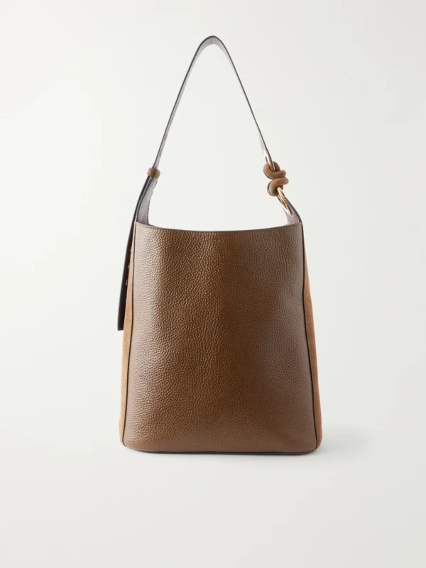 Anya Hindmarch Ringo Suede-trimmed Textured-leather Tote