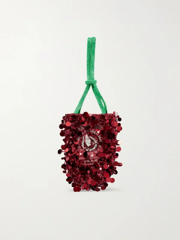 Anya Hindmarch Sriracha Mini Embellished Satin Bucket Bag