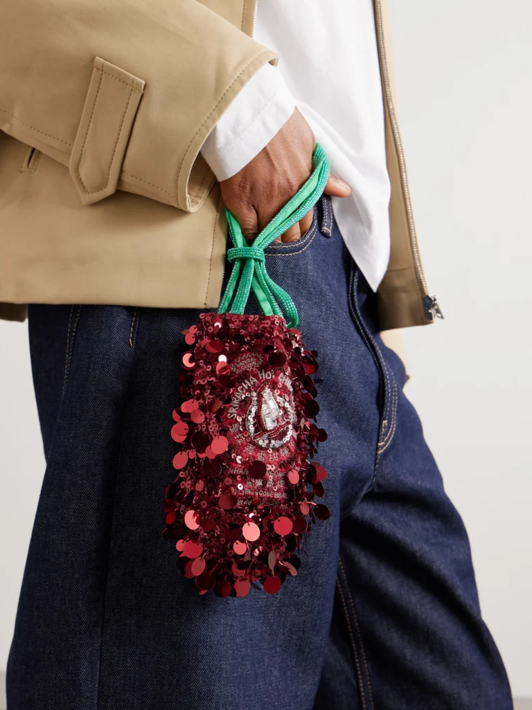 Anya Hindmarch Sriracha Mini Embellished Satin Bucket Bag