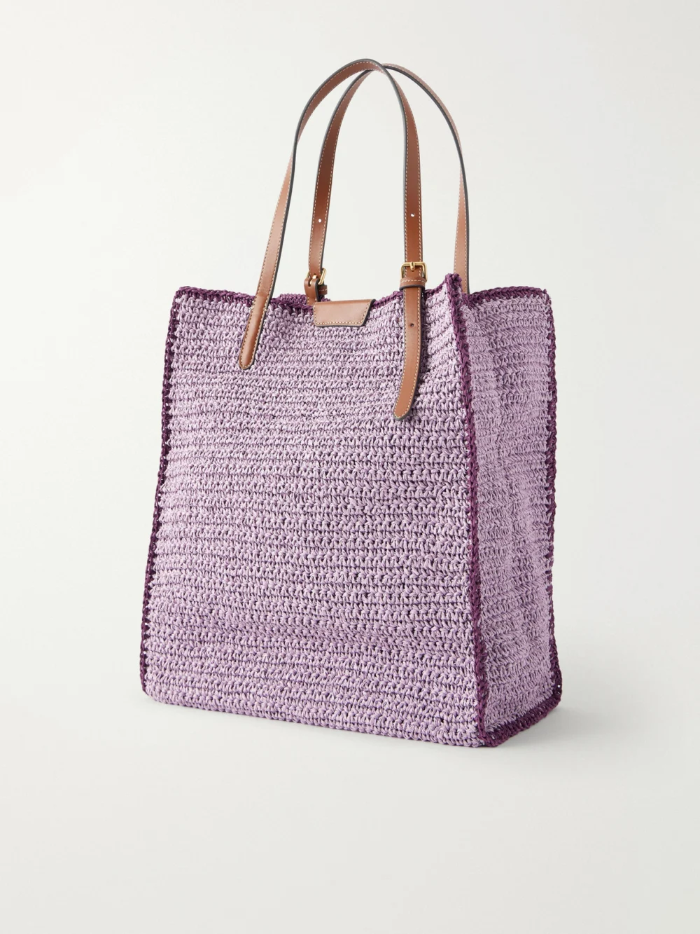 Back view of the Anya Hindmarch Wink Leather-trimmed Raffia Tote