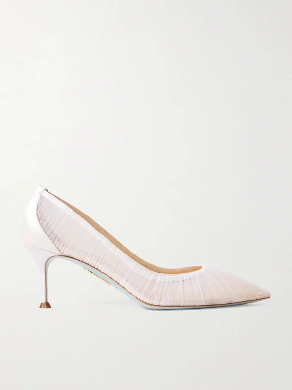 Aquazzura 65 Satin-trimmed Ruched Tulle Point-toe Pumps