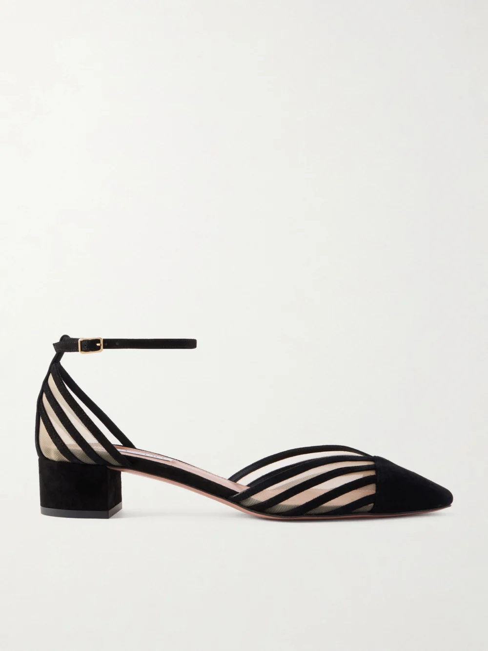 Aquazzura Alana 35 Suede-trimmed Mesh Pumps in black