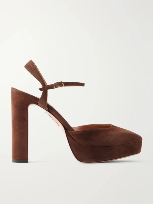 Aquazzura Amira 110 Suede Platform Pumps