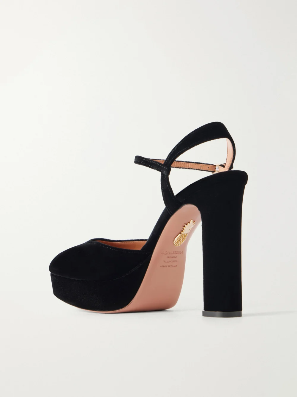 Back view of the Aquazzura Amira 110 Velvet Pumps