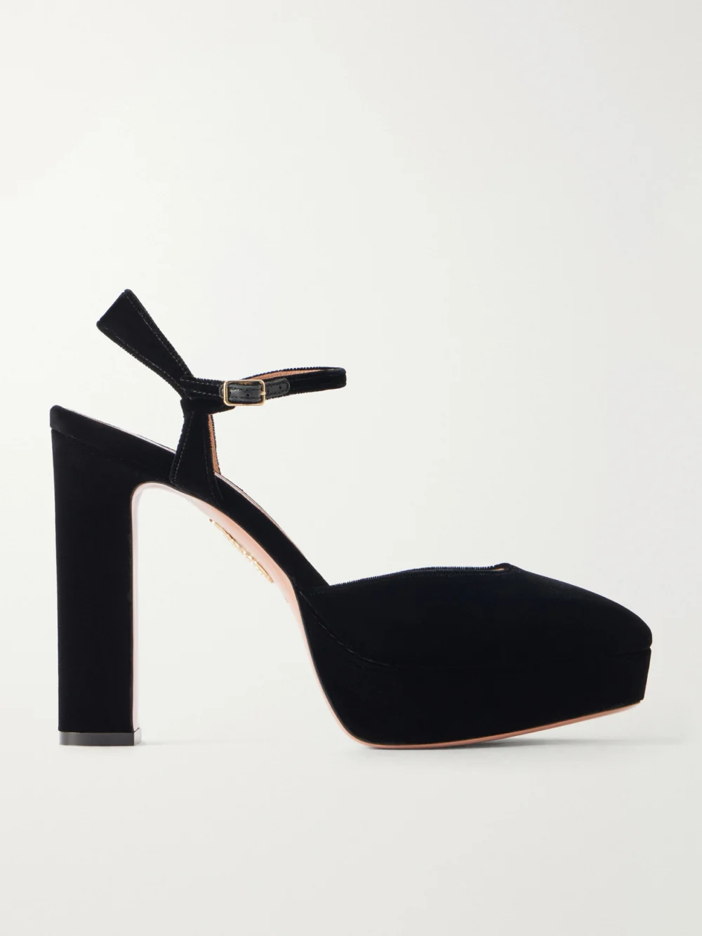 Aquazzura Amira 110 Velvet Pumps in black