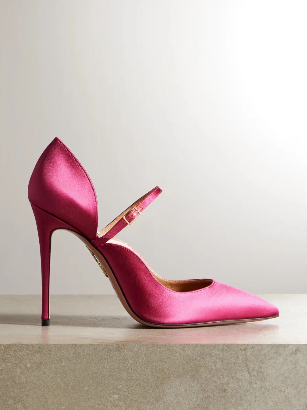 Aquazzura Bellezza 105 Satin Mary Jane Pumps in pink
