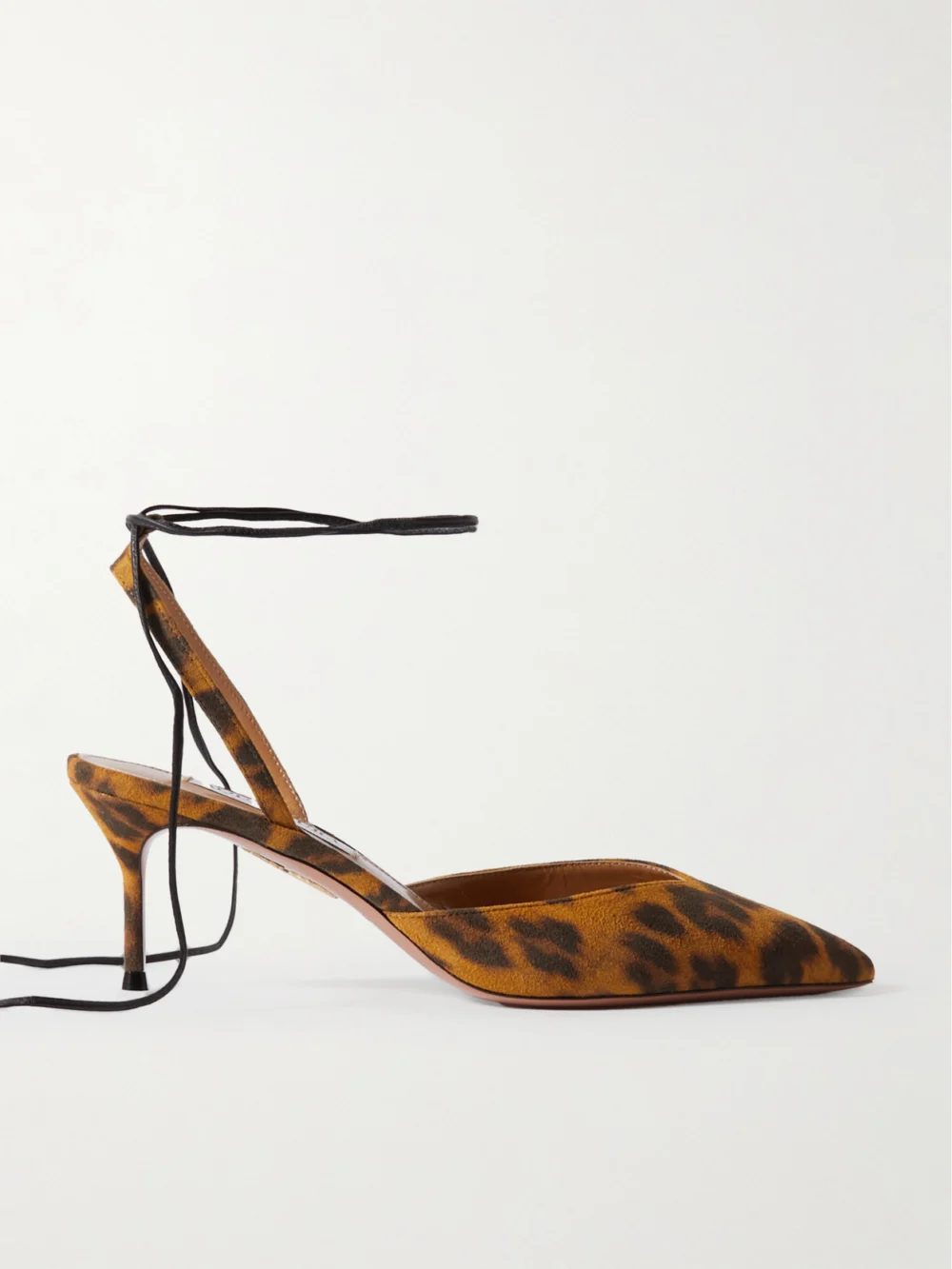 Aquazzura Beyond Leather-trimmed Leopard-print Suede Pumps in leopard print