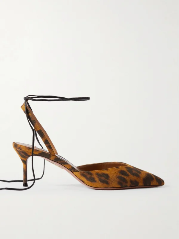 Aquazzura Beyond Leather-trimmed Leopard-print Suede Pumps