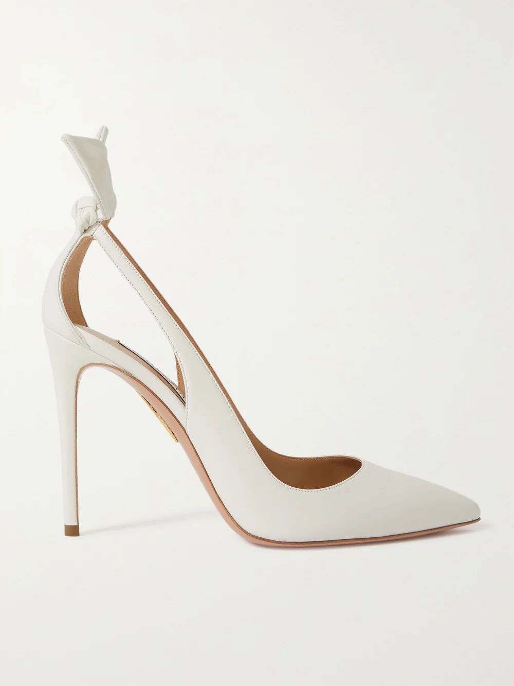 Aquazzura Bow Tie 105 Cutout Leather Pumps in white